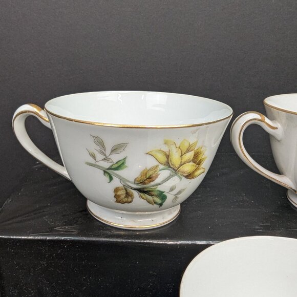Citadel China Dorset Porcelain Floral Yellow Rose Pattern Footed Teacup Set of 3 - Picture 5 of 10